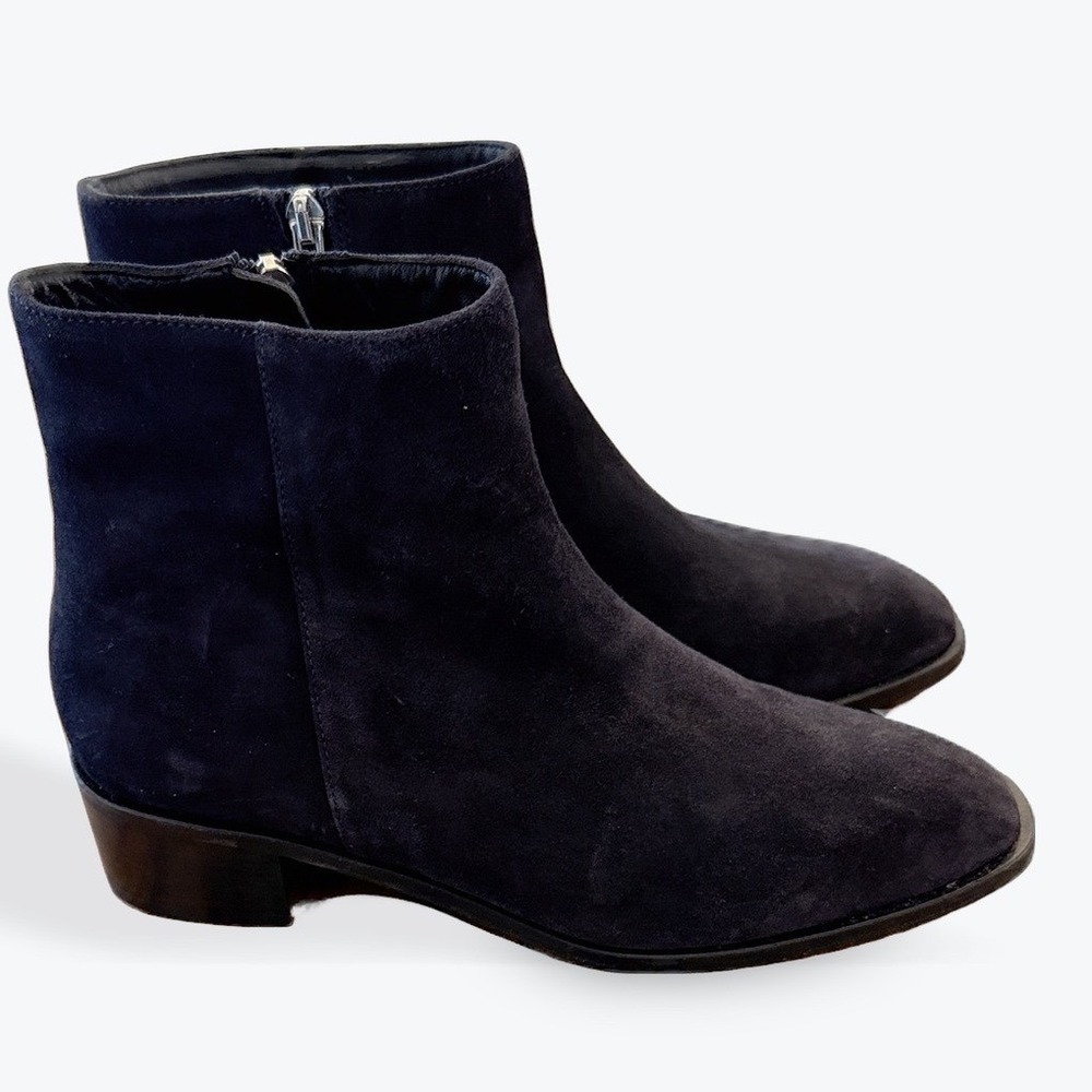 Aquatalia DM2008 Navy black Suede Weatherproof Ankle Boots Italy Womens‎ 9M